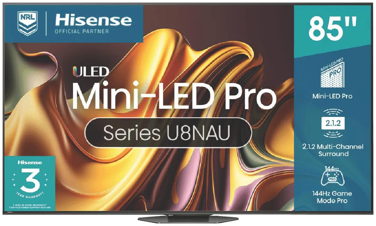 Hisense 85" U8NAU 4K Mini-LED QLED Smart TV 24