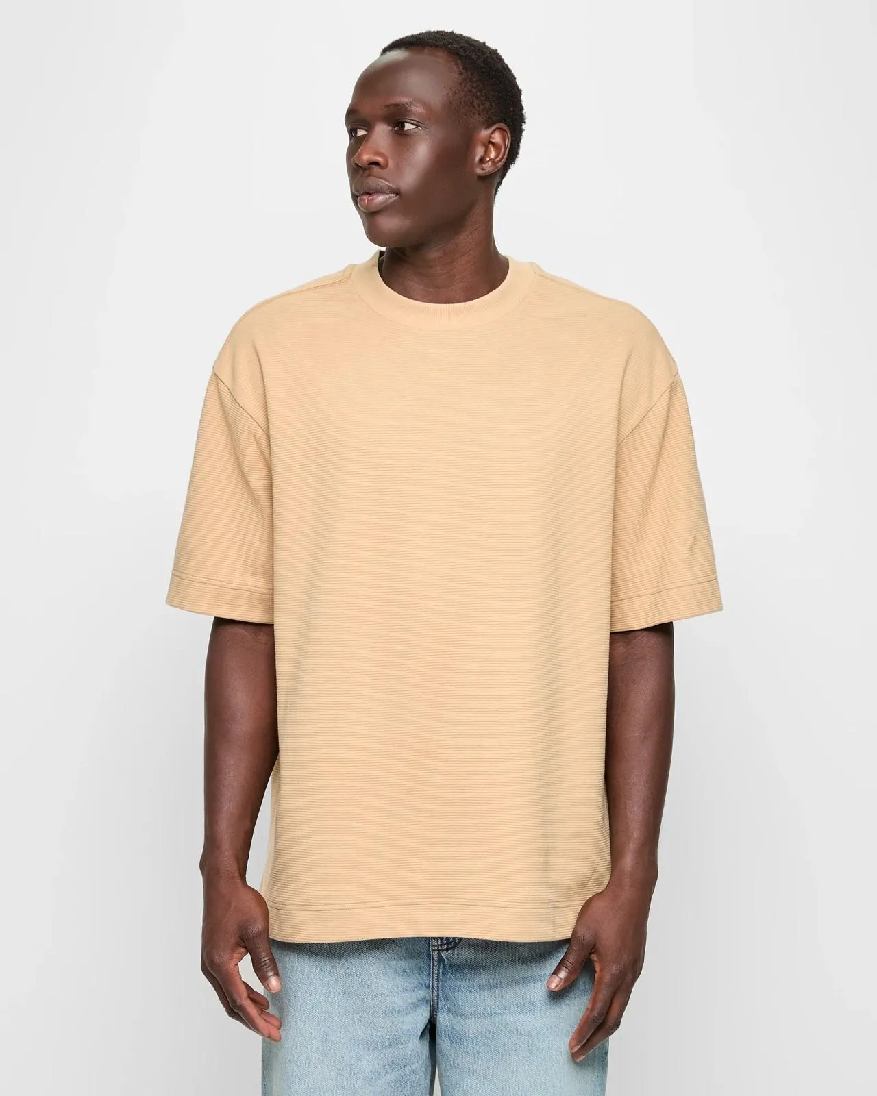 Australian Cotton Textured Heavyweight T-Shirt - Stone