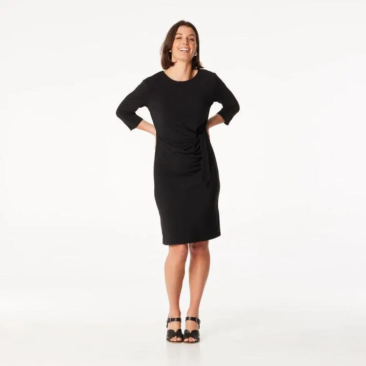 Khoko Smart Women’s Animal Flair Jersey Knot Front Dress Black