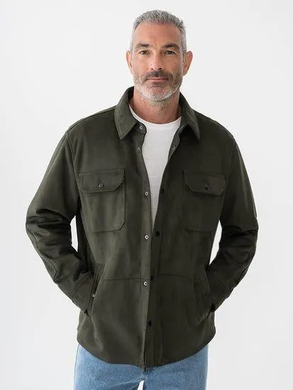 Micro Suede Jacket Zip-Thru Olive Green