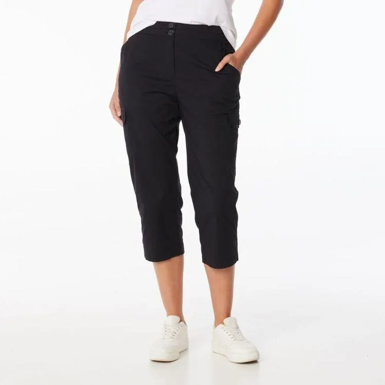 Khoko Collection Women's Rib Waist Crop Pants Black