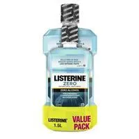 Listerine Zero Alcohol Antibacterial Mouthwash Less Intense Taste Value Pack 1.5L