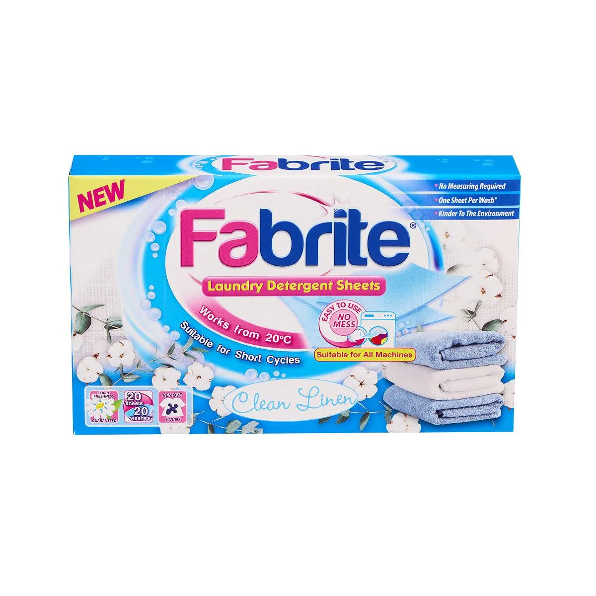 Fabrite Laundry Detergent Sheets Fresh Clean 20pk