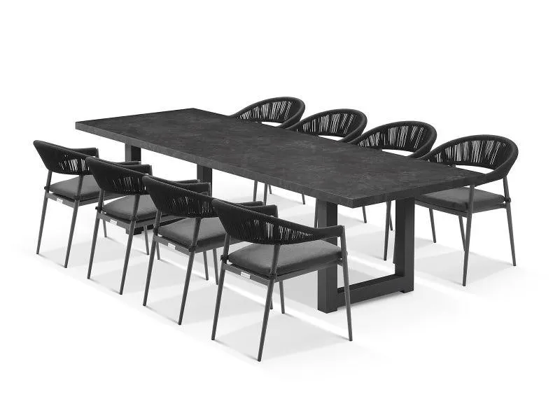 Modena Ceramic Table With Nivala Chairs 9pc Outdoor Dining Setting