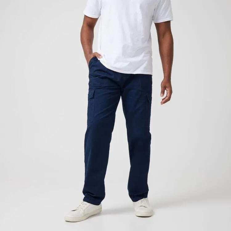Savane Men's Panama Elastic Waist Zipfly Cargo Pants Navy
