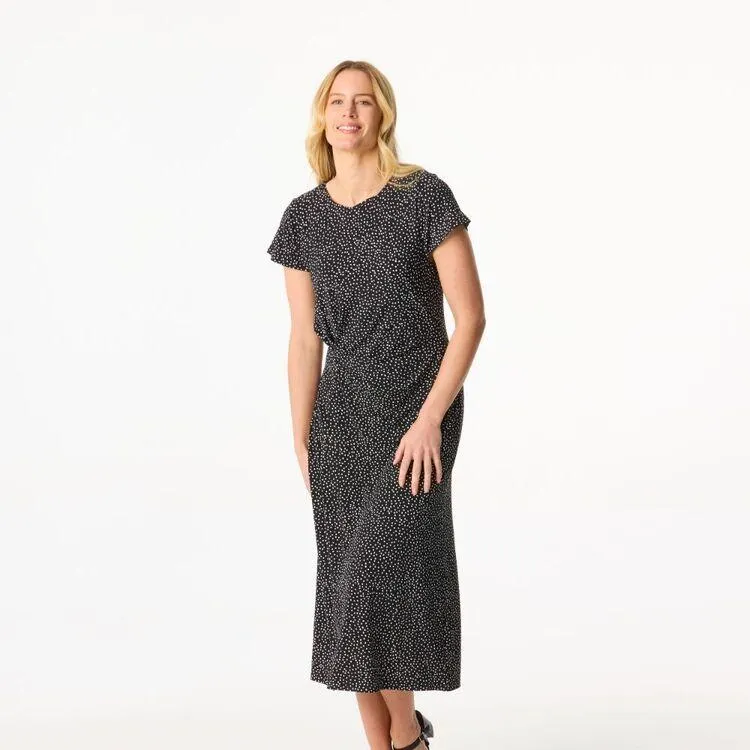 Khoko Smart Women's Jersey Mock Wrap Midi Dress Black