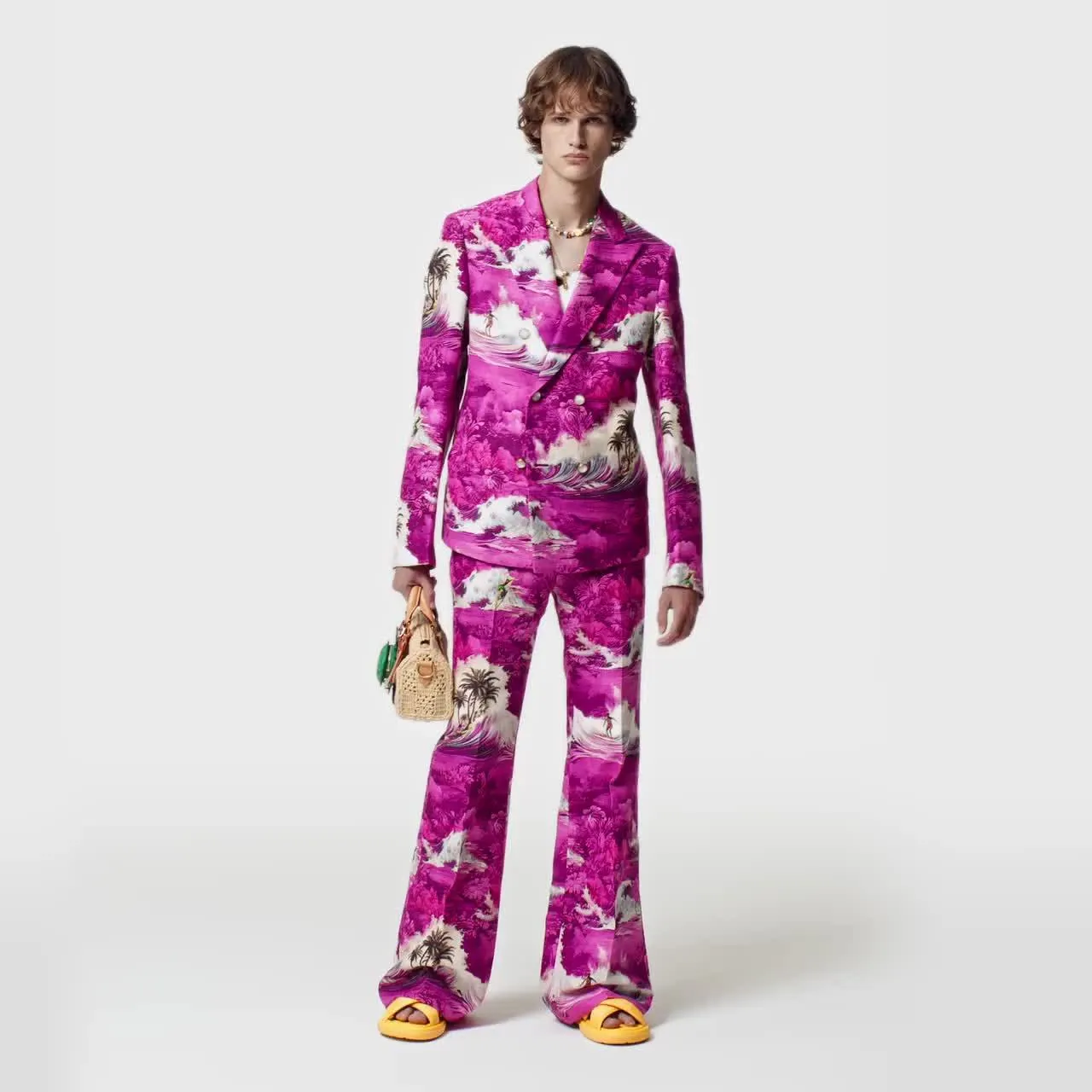 Cotton And Linen Blend Tailored Flared Pants