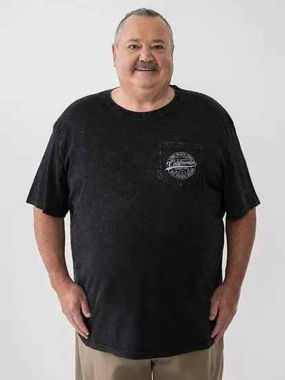 Big Mens Acid Wash Printed Tee Black