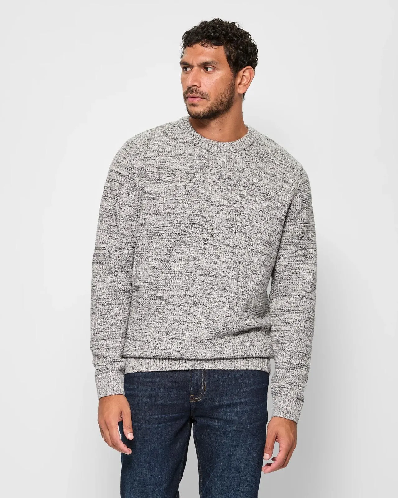 Australian Cotton Knit Slub Jumper - Grey Marle