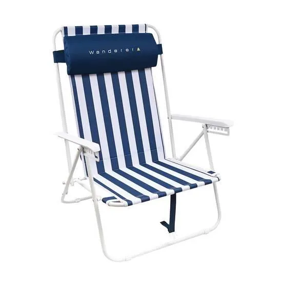 Wanderer Nautical Stripe Beach Chair 120kg