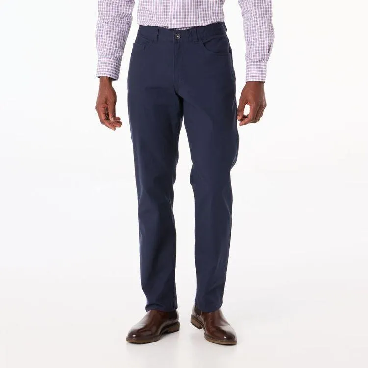 JC Lanyon Men's Oxford Canvas 5 Pocket Pants Navy