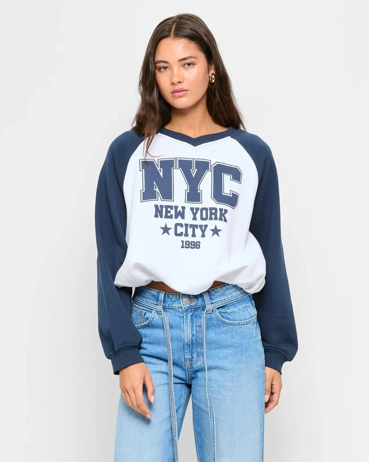 Bubble Hem Jumper - Lily Loves - White/Navy NYC