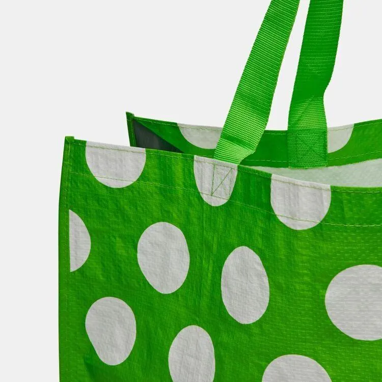 Harris Scarfe Green Polka Dot Large Tote Shopping Bag
