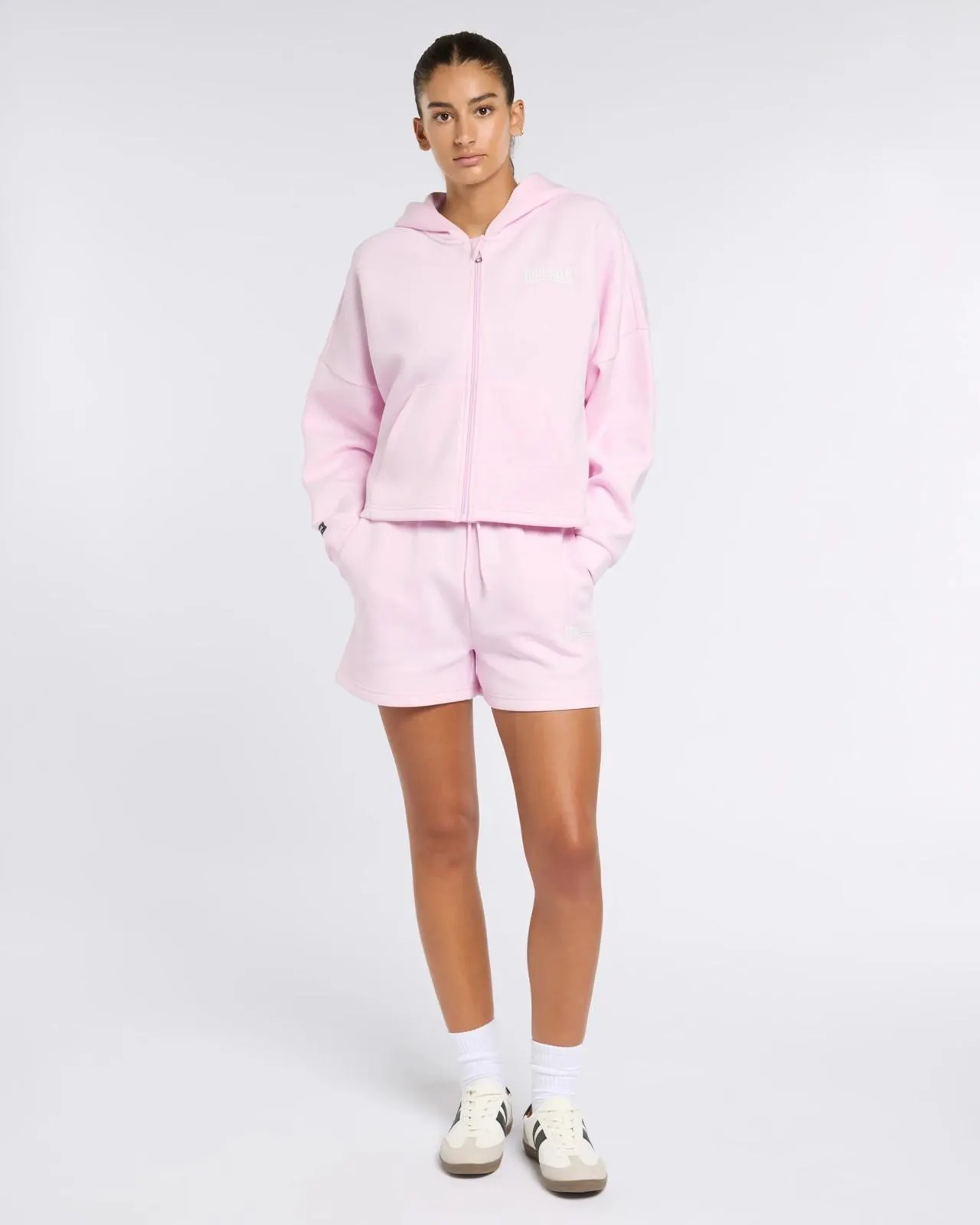 Double Knit Zip Through Hoodie - Lonsdale London - Baby Pink
