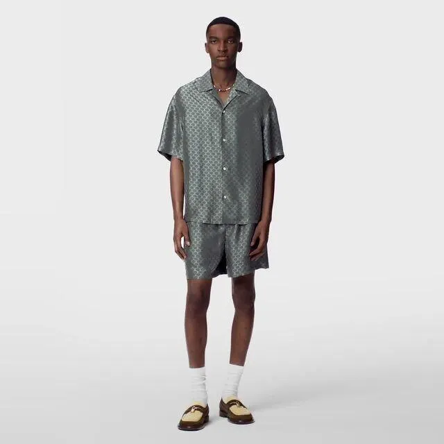 Drawstring Jacquard Silk-Blend Shorts