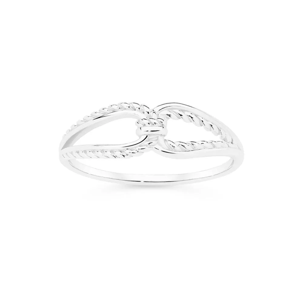 Silver Open Rope Linked Loop Dress Ring