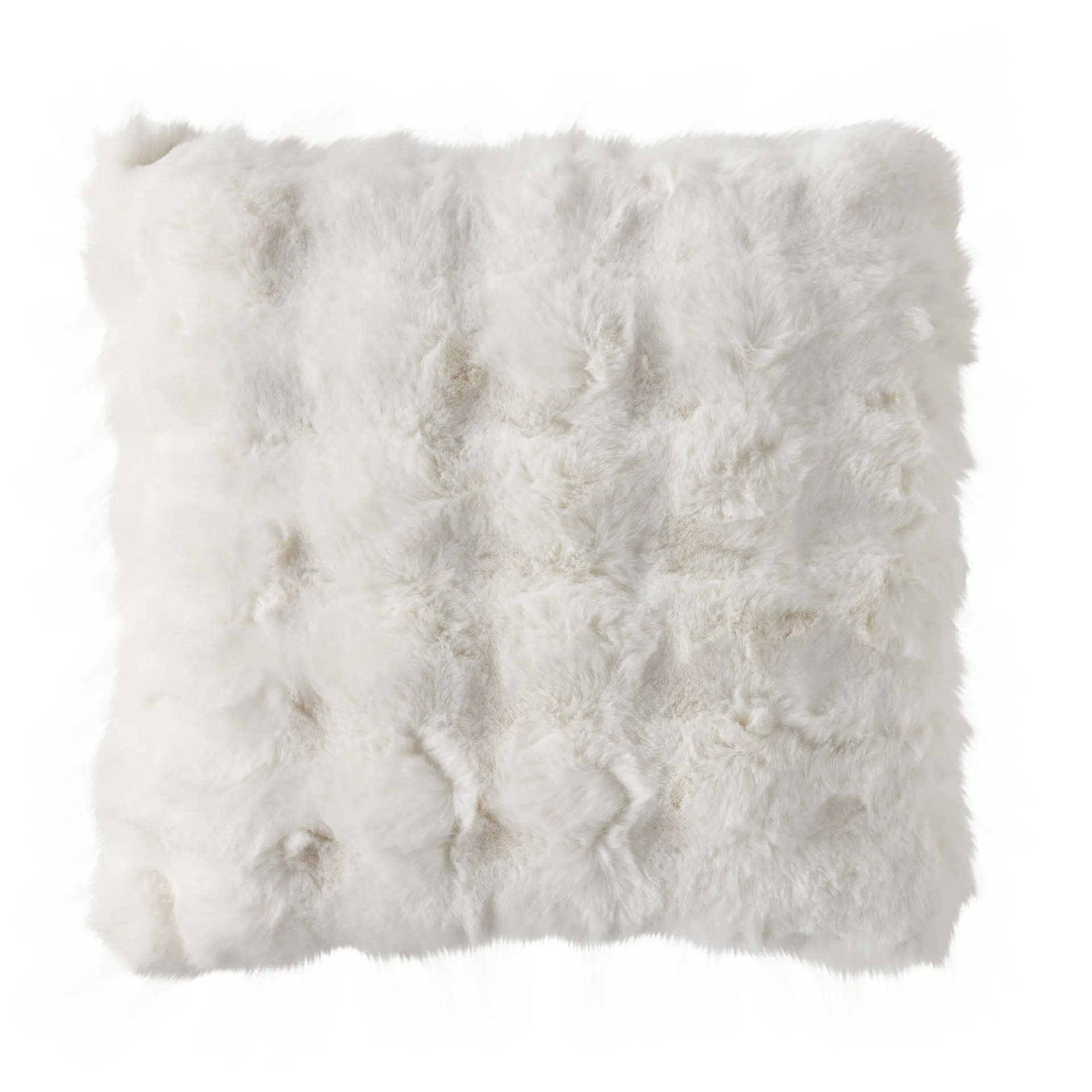 Luxe Bobble Faux Fur Cushion Off White 45x45cm