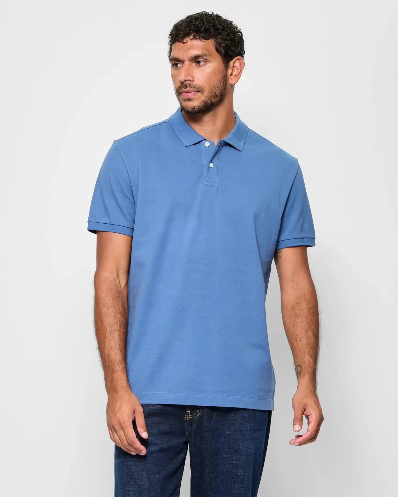 Australian Cotton Pique Polo Top - Dark Blue