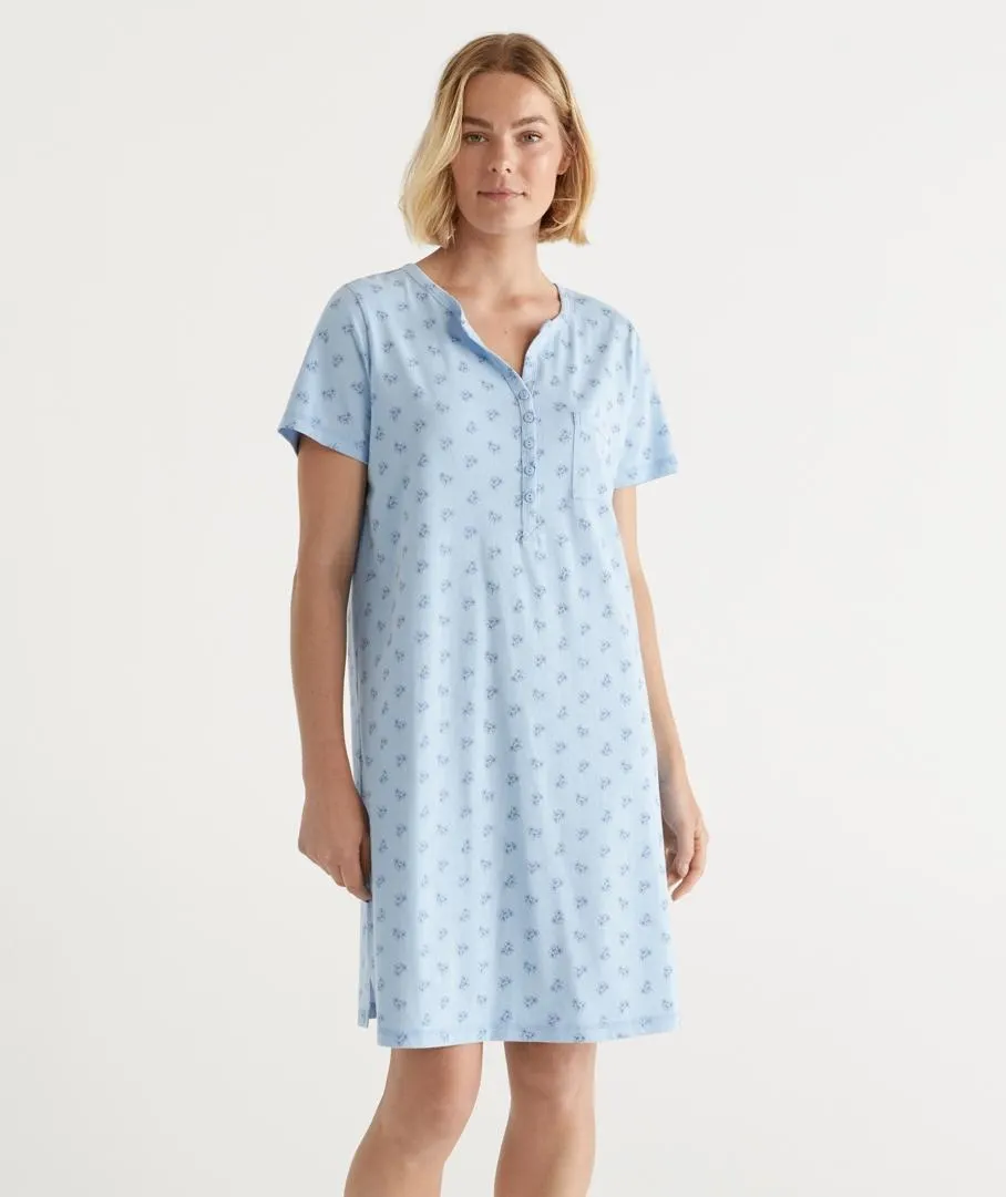 Australian Cotton Floral Henley Nightie