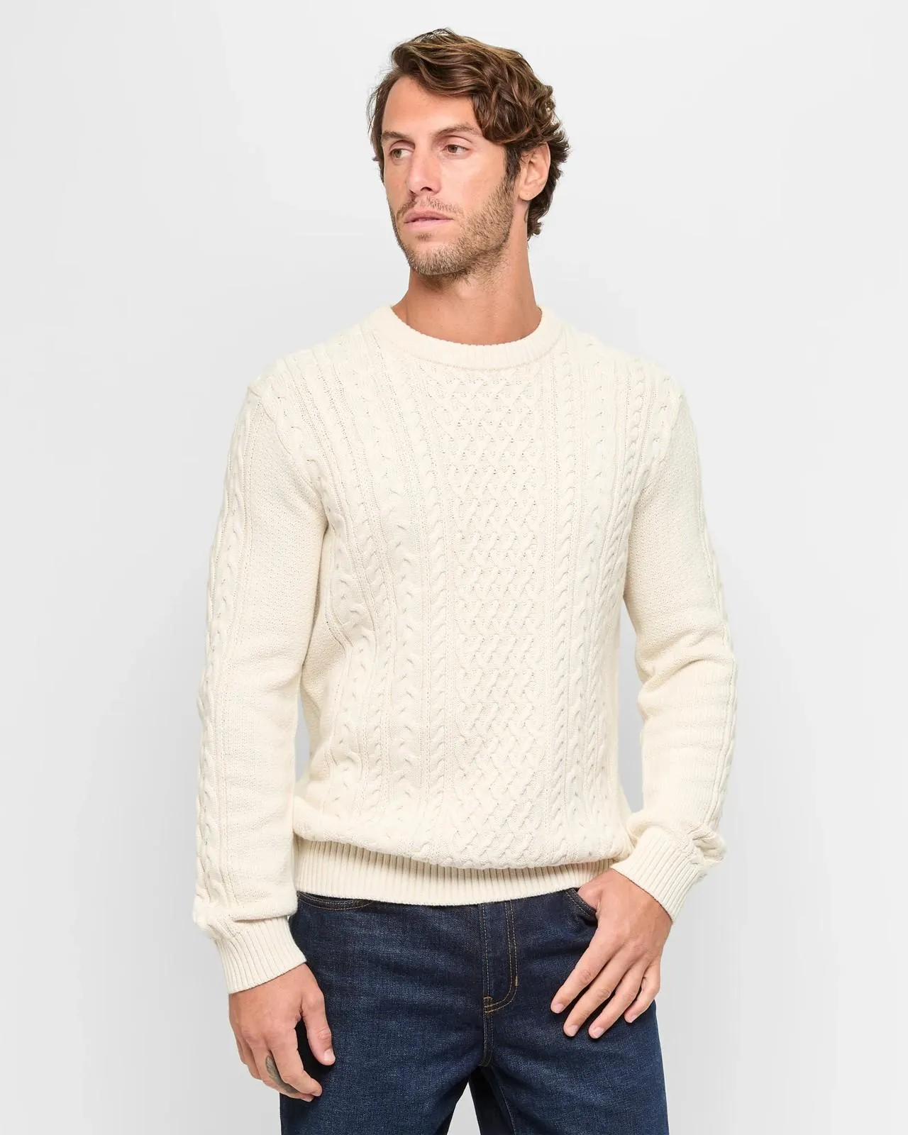 Australian Cotton Cable Knit Jumper - Birch