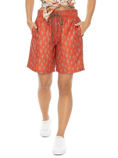 Mens Microfibre Pull On Short Multi Baja Cactus Print