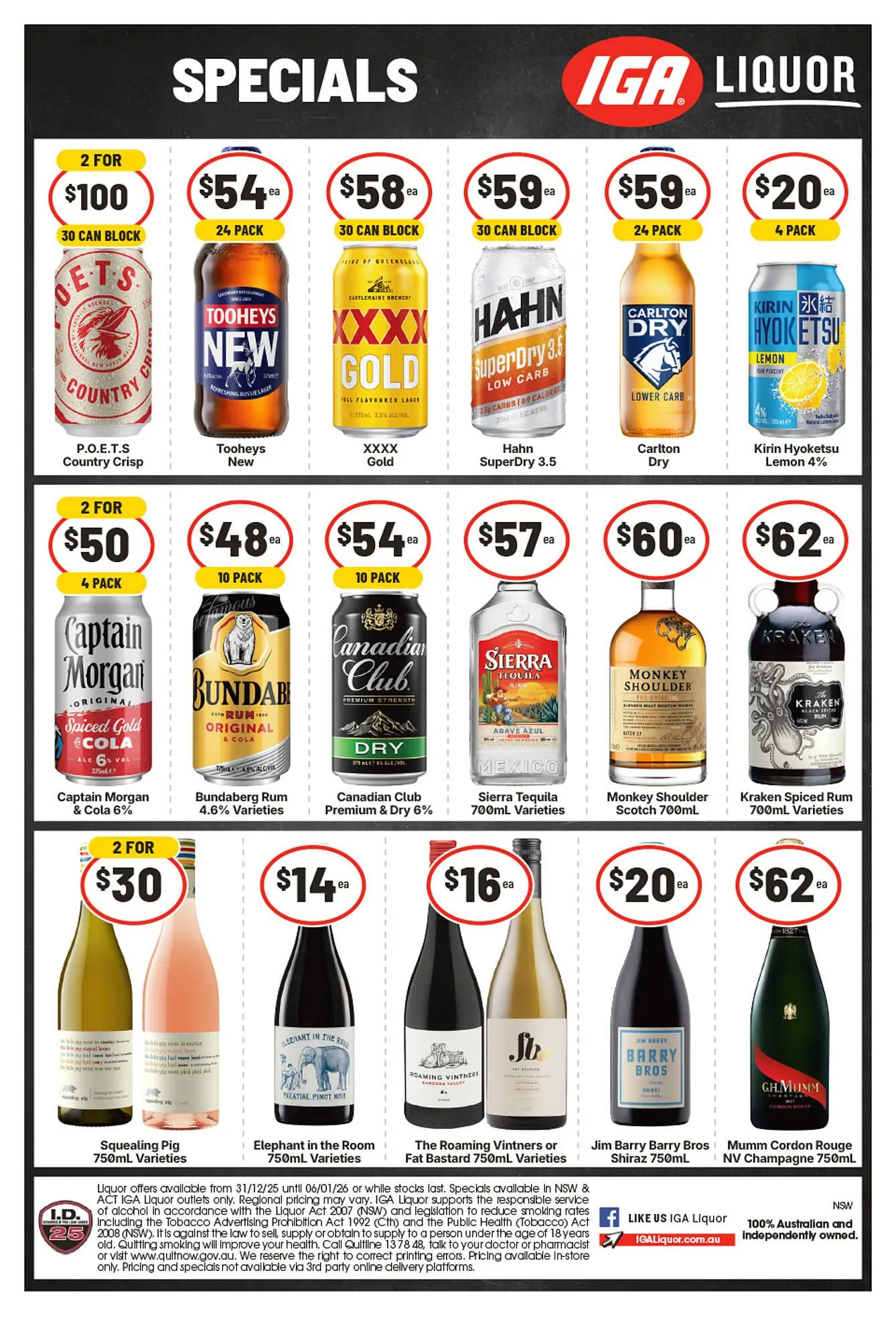 IGA Liquor catalogue - Catalogue valid from 31 December to 6 January 2026 - page 1