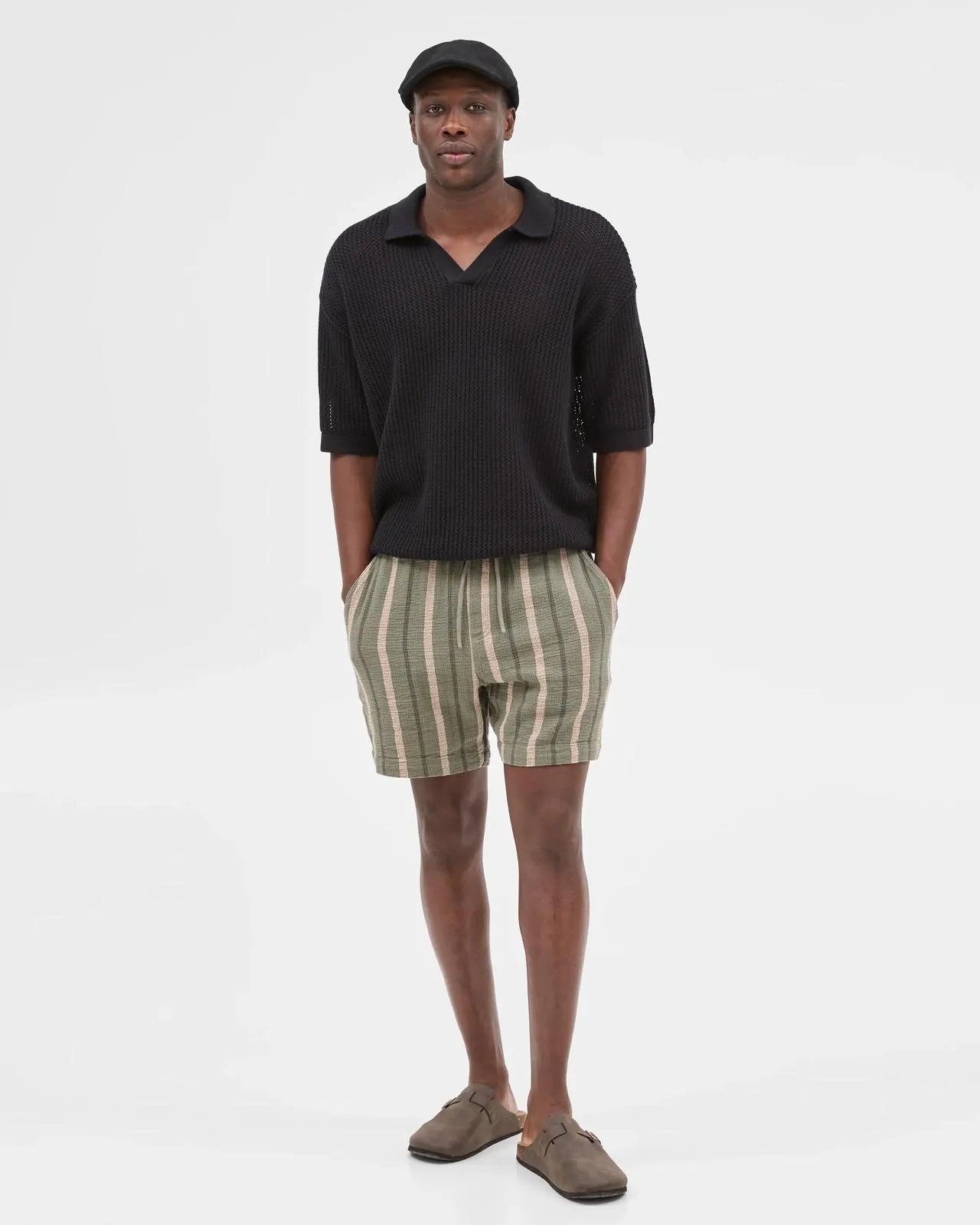 Australian Cotton Stripe Shorts - Commons - Sage