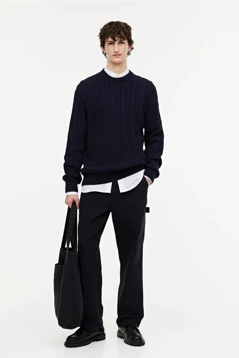 Regular Fit Cable Knit Sweater