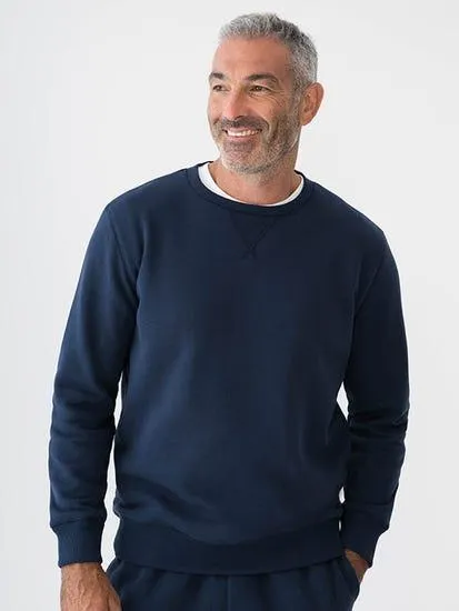 Mens Essential Crew Neck Fleece Top Blue