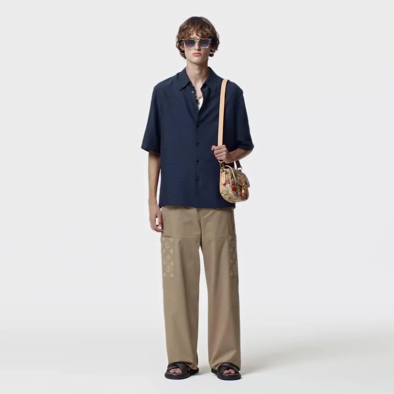 Mini Monogram Silk Blend Short-Sleeved Shirt