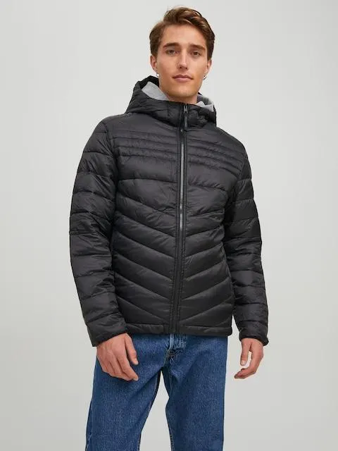 JACK AND JONES Hero Collar Puffer With Hood In Black