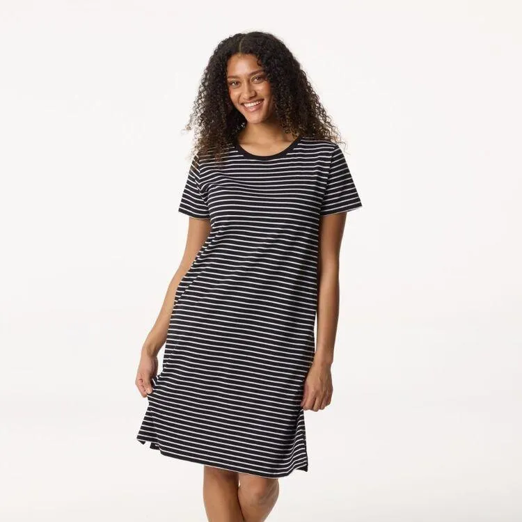 Khoko Collection Stripe T-Shirt Dress Black & White