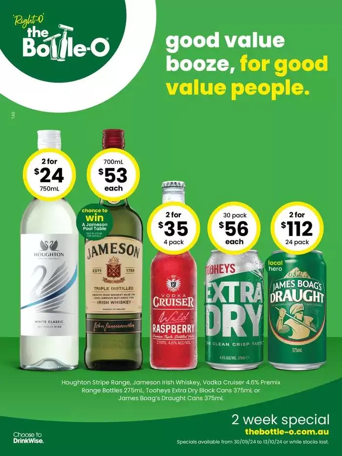 Good Value Booze, For Good Value People 30/09 - Catalogue valid from 30 September to 13 October 2024 - page 1
