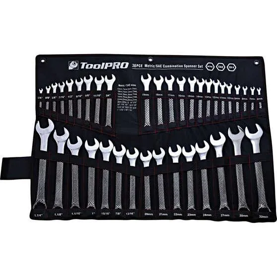 ToolPRO Spanner Set Jumbo Metric/SAE 38 Piece
