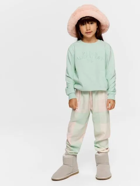 Jnr Girls Check Long Pj Set
