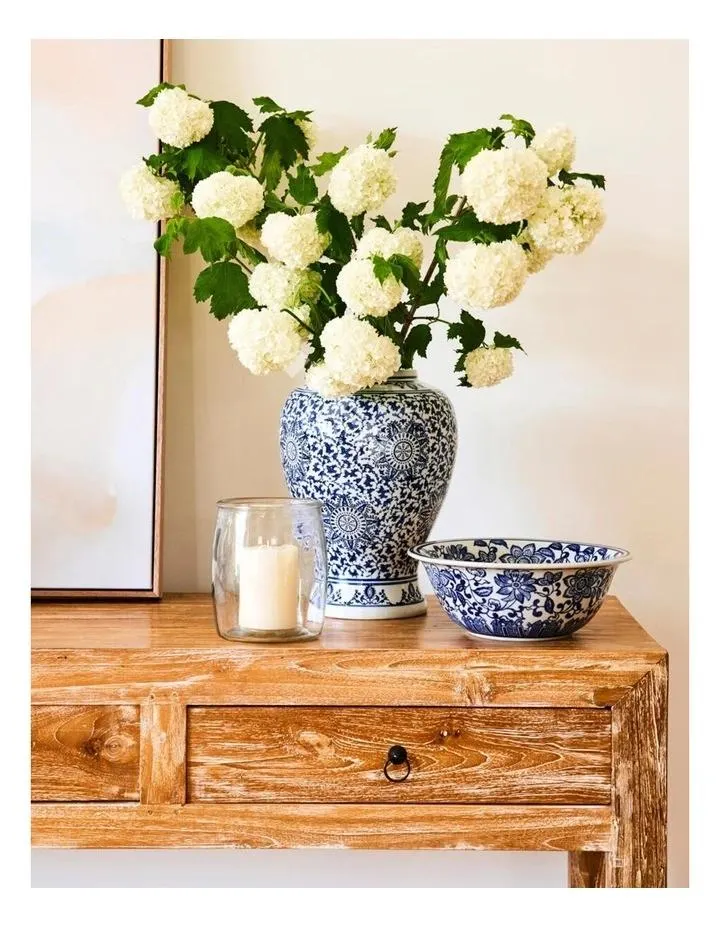 Hand Painted Large Ginger Jar 25x46cm in Blue