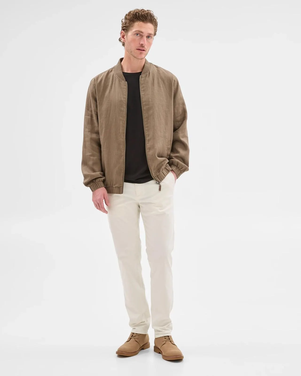 Australian Cotton Slim Chino Pants - Pale Stone