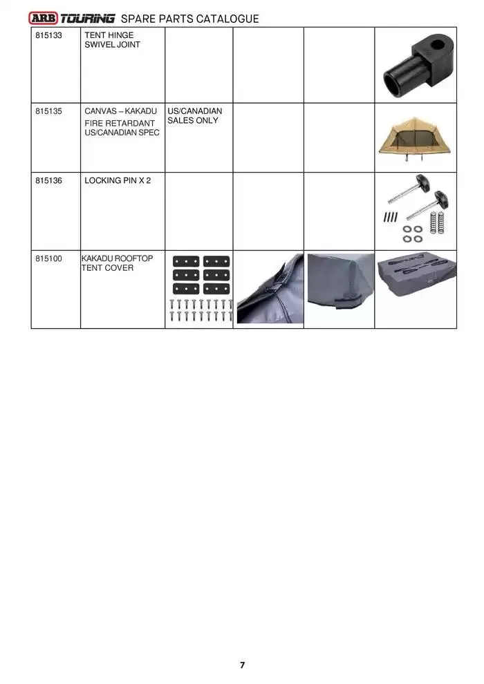 ARB Touring Spare Parts Catalogue - Catalogue valid from 14 March to 31 March 2025 - page 7
