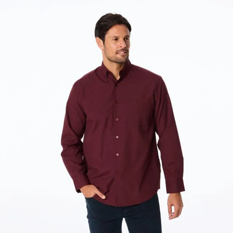 JC Lanyon Men's Oxford Long Sleeve Shirt Port