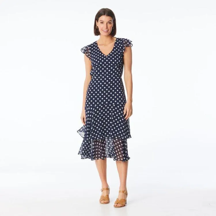 Jane Lamerton Women's Spot Tea Dress Navy