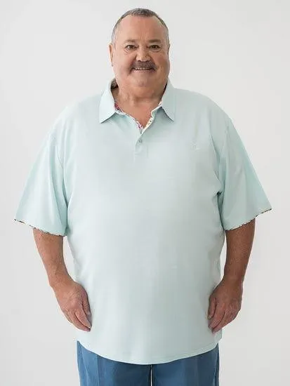 Big Mens Print Trim Polo Mint