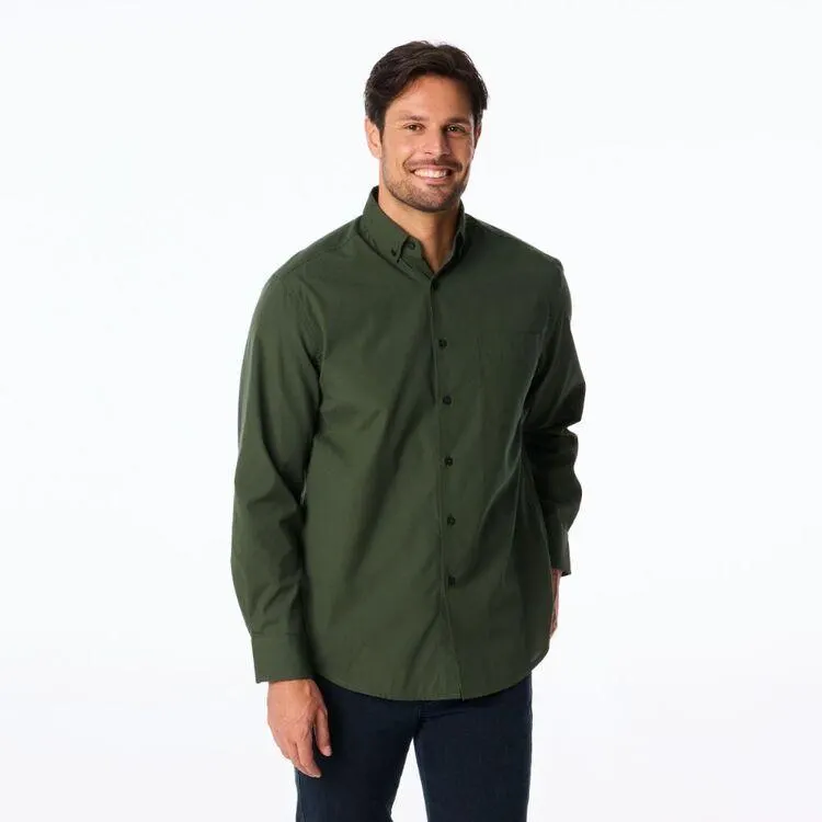 JC Lanyon Men's Oxford Long Sleeve Shirt Dark Green