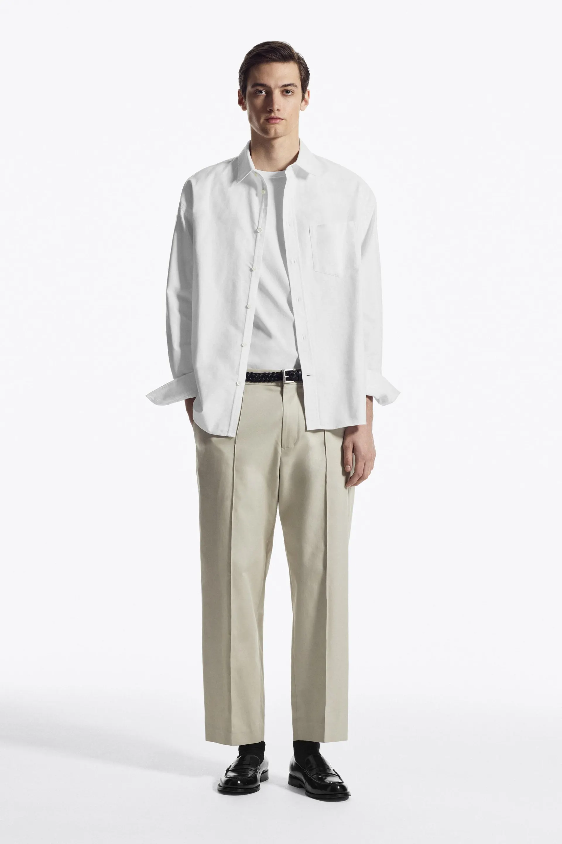 CROPPED STRAIGHT-LEG TWILL PANTS