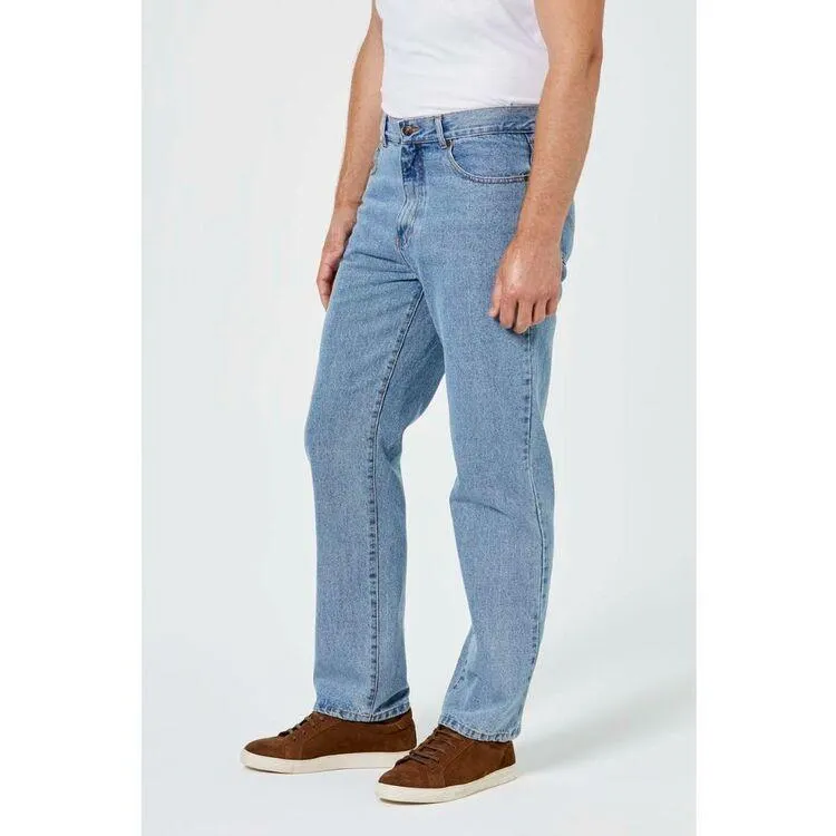 Amco Men's Rigid Washed Denim Jeans Bleach Wash