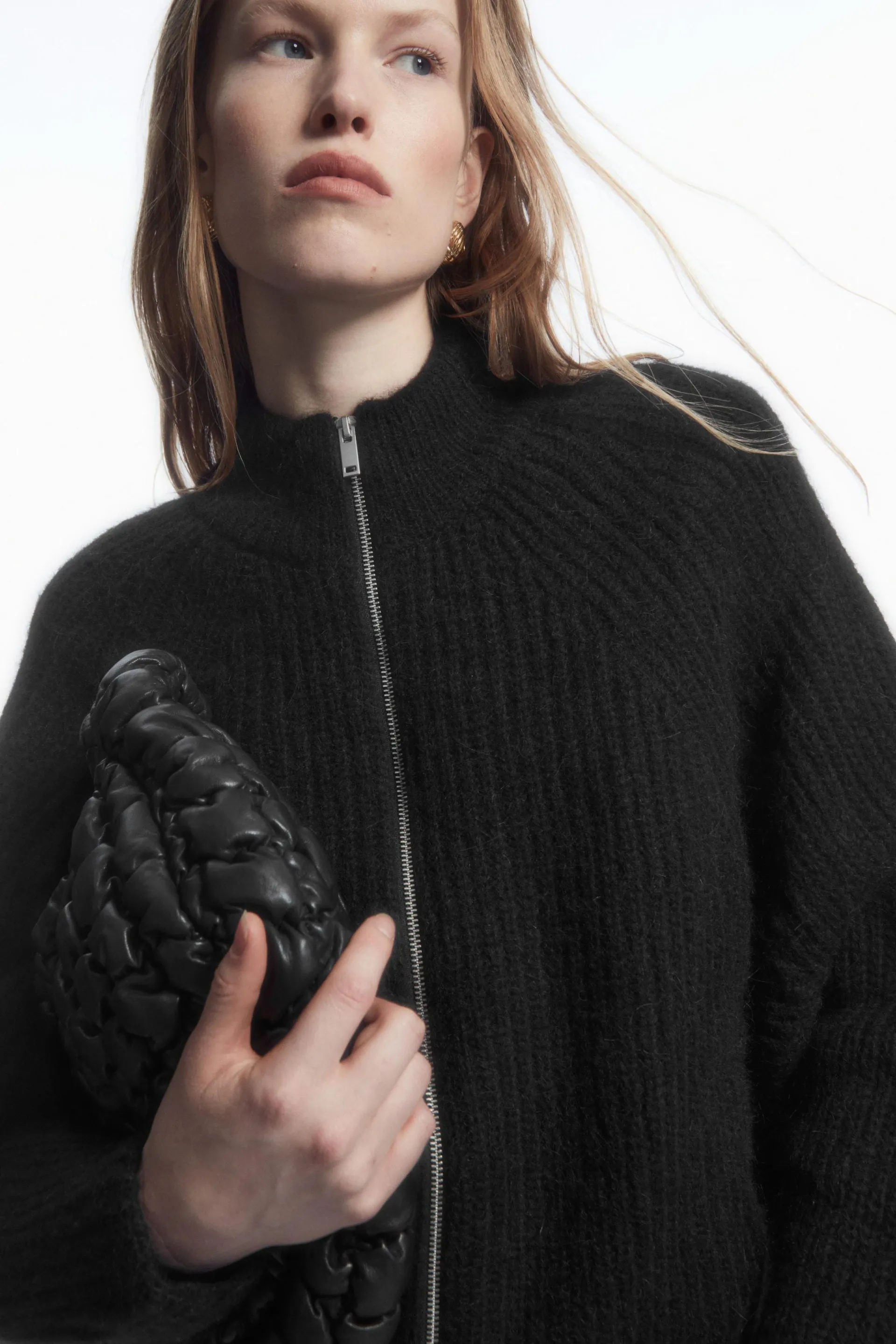 ALPACA-BLEND ZIP-UP CARDIGAN