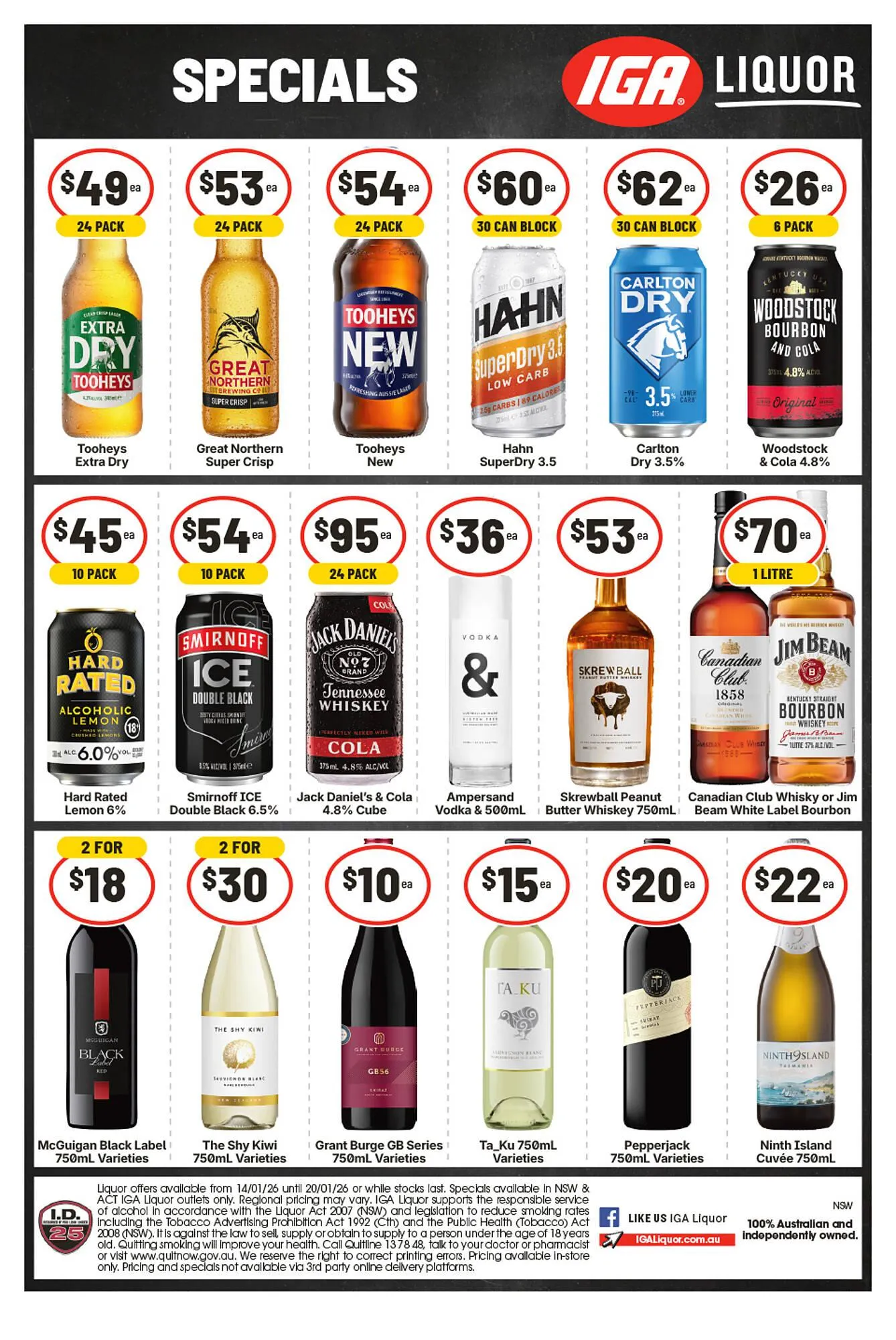 IGA Liquor catalogue - Catalogue valid from 14 January to 20 January 2026 - page 1