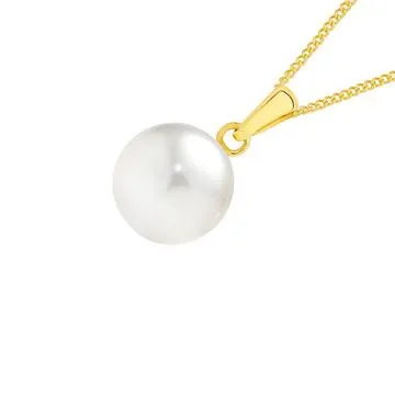 9ct Gold, Cultured Fresh Water Button Pearl Pendant