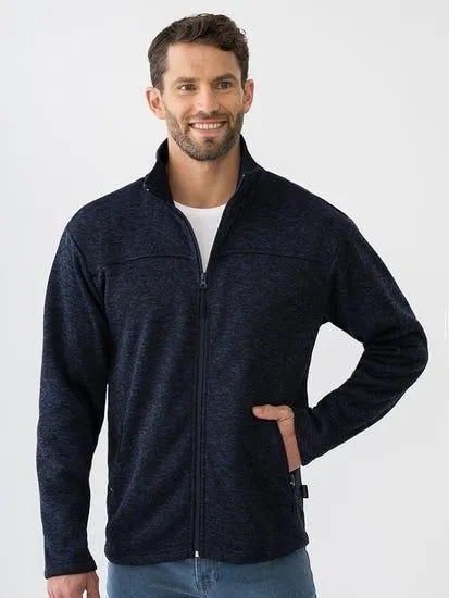Mens Full Zip Fleck Fleece Top Indigo