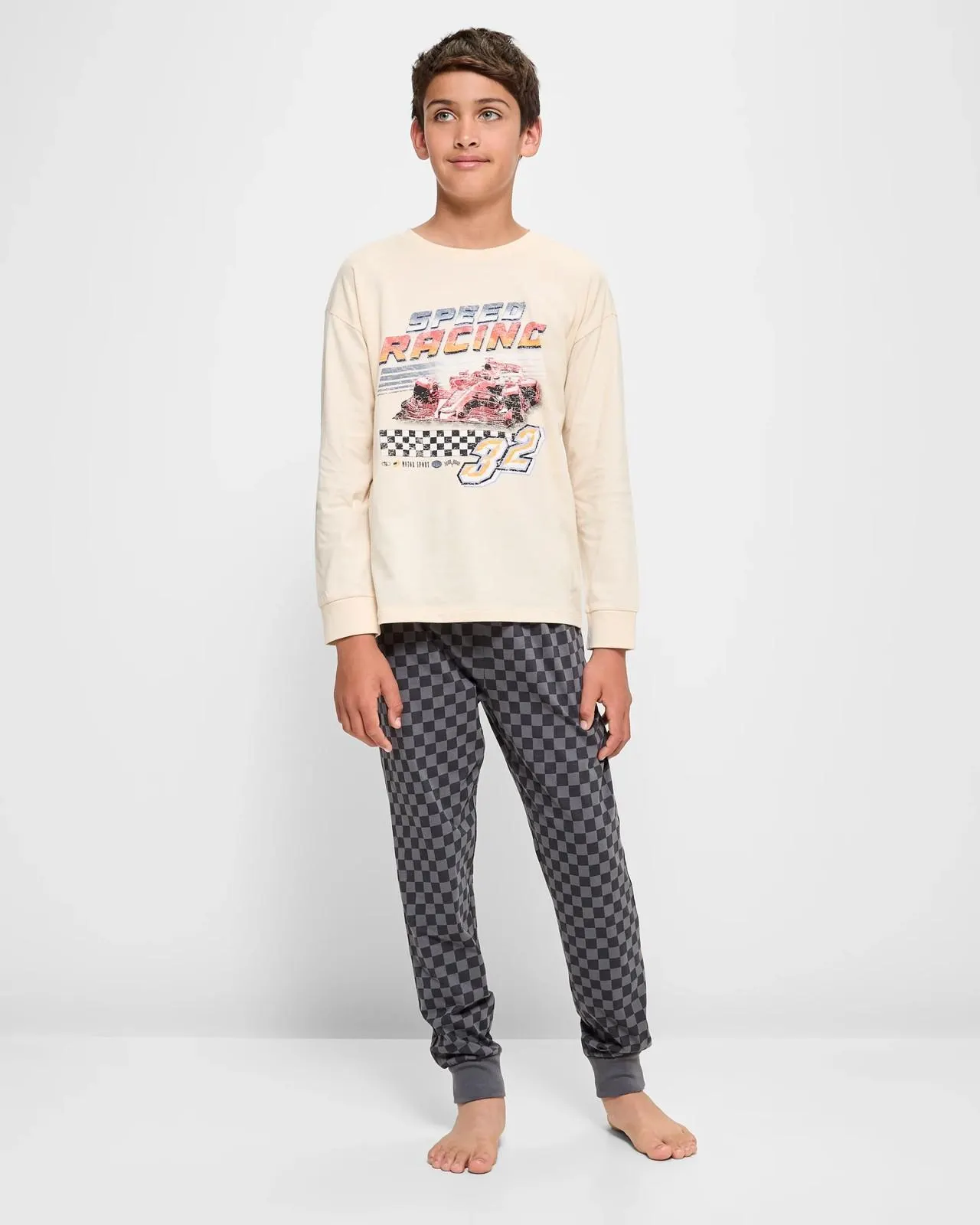 Print Australian Cotton Long Sleeve Pyjama Set - Speed Racing