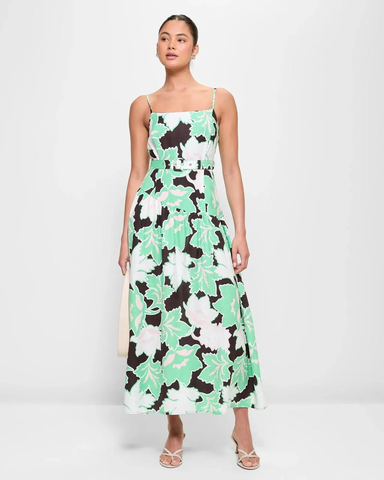 European Linen Blend Belted Corset Midi Dress - Lily Loves